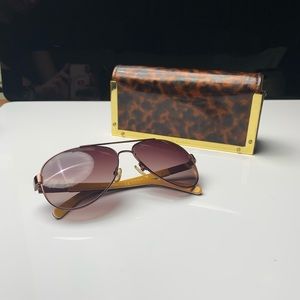 Tory Burch brown aviators with original case